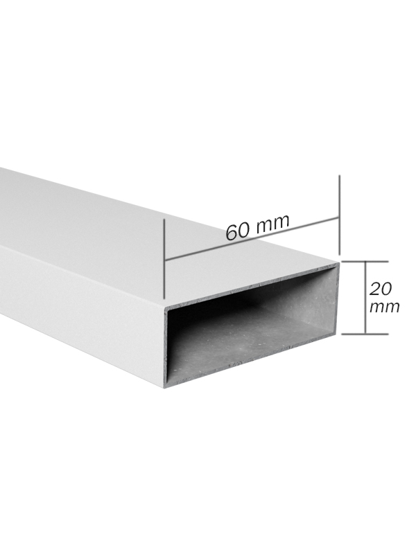 Tubi Rettangolari Scatolato in Alluminio da 60x20 mm Venduti al Metro