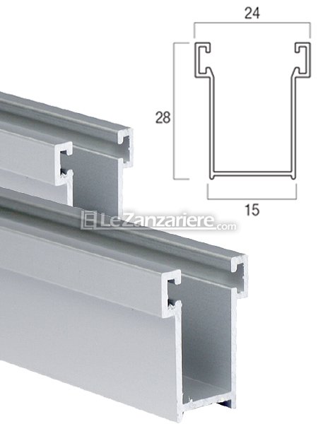 Le Zanzariere Coppia di guide A14 con spazzolino - 15 x 28 mm