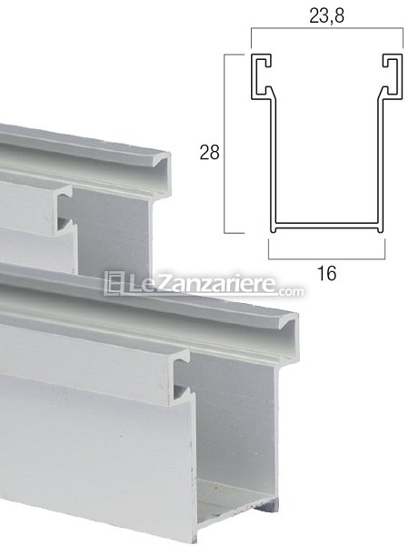 Le Zanzariere Coppia di guide A16 con spazzolino - 16 x 28 mm