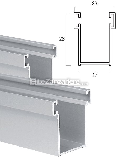 Le Zanzariere Coppia di guide A28 con spazzolino - 17 x 28 mm