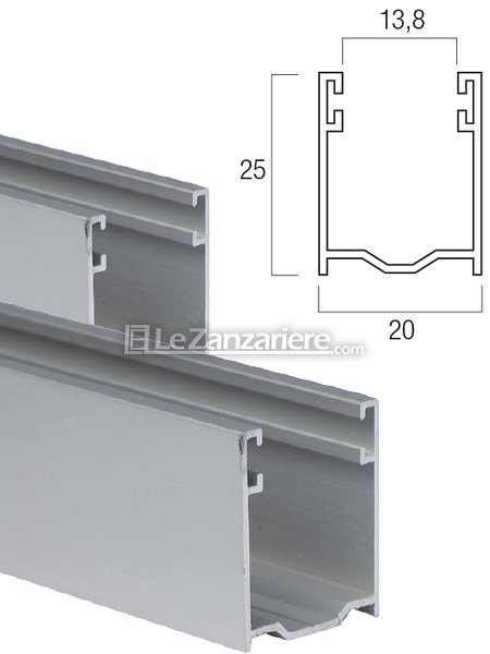 Le Zanzariere Coppia di guide A25 con spazzolino - 20 x 25 mm