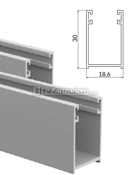 Le Zanzariere Coppia di guide A19 con spazzolino - 18,6 x 30 mm